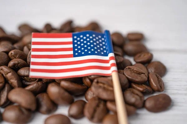 Estados Unidos Bandera América Granos Café Importación Bebida Concepto Alimentos — Foto de Stock