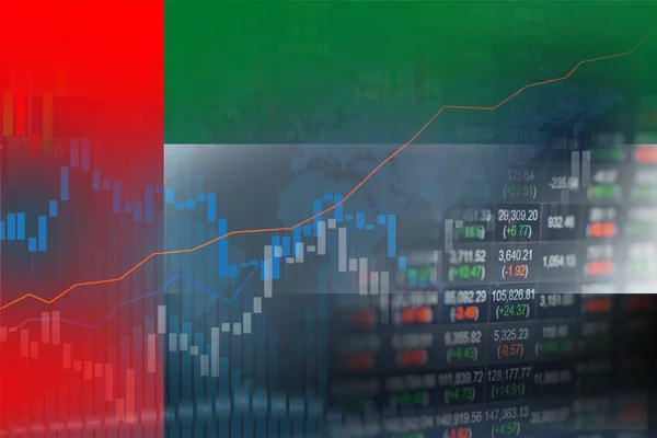Investimento Mercado Ações Negociação Financeira Moeda Emirados Árabes Unidos Bandeira — Fotografia de Stock