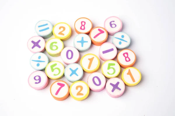 Math number colorful on white background, education study mathematics learning teach concept.