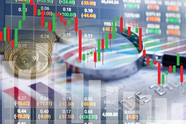 Aktienmarkt Investment Trading Finanz Münz Und Graphendiagramm Oder Forex Zur — Stockfoto