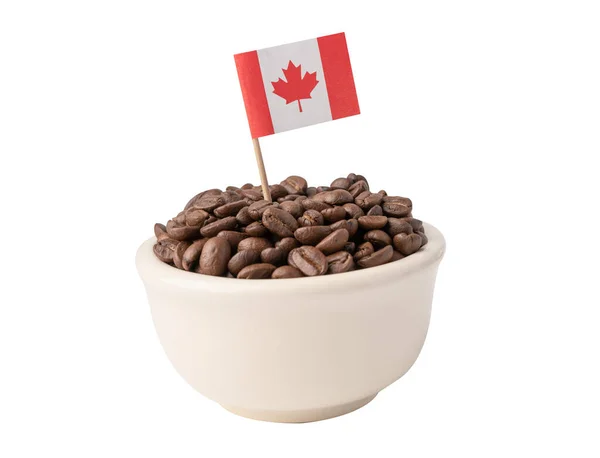 Kaffebønner Kopp Med Canadas Flagg – stockfoto