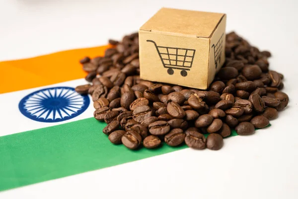 Coffee Beans India Flag Import Export Drink Food Concept — Stock Photo, Image