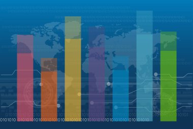 Çubuk Grafik Grafiği İstatistik İşletme Yıllık Raporu Dünya küresi arkaplan illüstrasyon vektörü hakkında renkli bilgi