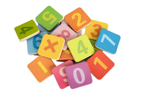 Mathe Zahl Bunt Auf Weißem Hintergrund Bildungsstudie Mathematik Lernkonzept — Stockfoto