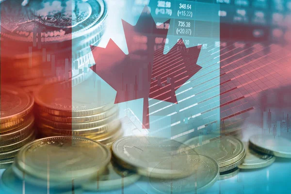Comercio Inversión Bolsa Financiera Moneda Bandera Canadá Forex Para Analizar — Foto de Stock