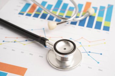 Stethoscope on graph paper, Finance, Account, Statistics, Investment, Analytic research data economy and Business company concept.