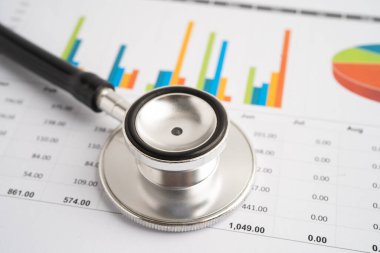 Stethoscope on graph paper, Finance, Account, Statistics, Investment, Analytic research data economy and Business company concept.