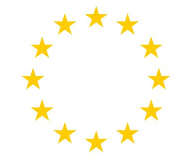 AB Avrupa Birliği bayrağında altın yıldız çemberi.