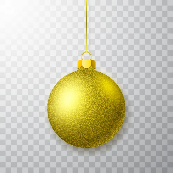 Brillo Dorado Brillante Brillante Bola Navidad Bola Cristal Navidad Plantilla — Vector de stock