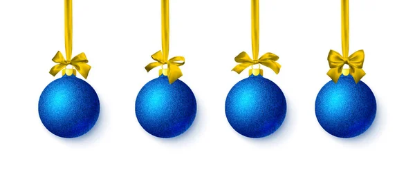 Brillo Azul Brillante Brillante Bola Navidad Con Lazo Amarillo Bola — Archivo Imágenes Vectoriales