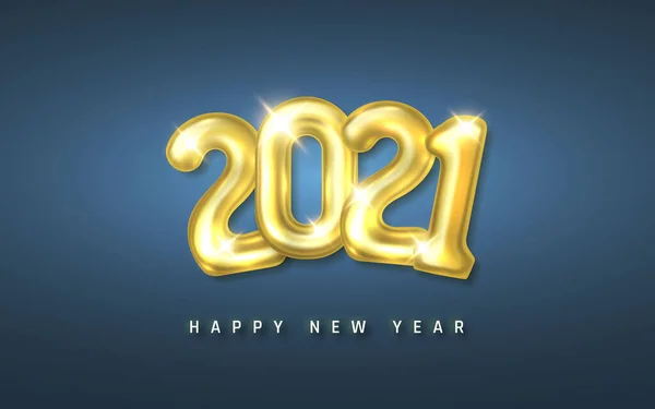 Šťastný Nový Rok 2021 Cover Zlatý Helium Balón Čísla 2021 — Stockový vektor