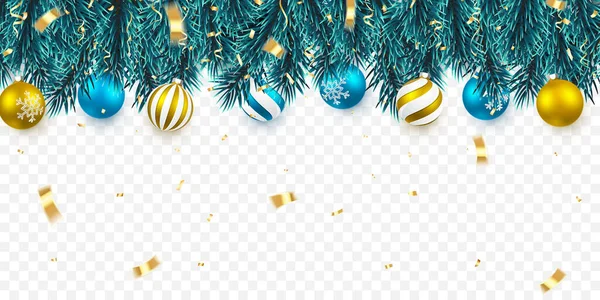 Festliche Weihnachten Oder Neujahr Hintergrund Christbaumzweige Mit Stechpalmen Konfetti Und — Stockvektor