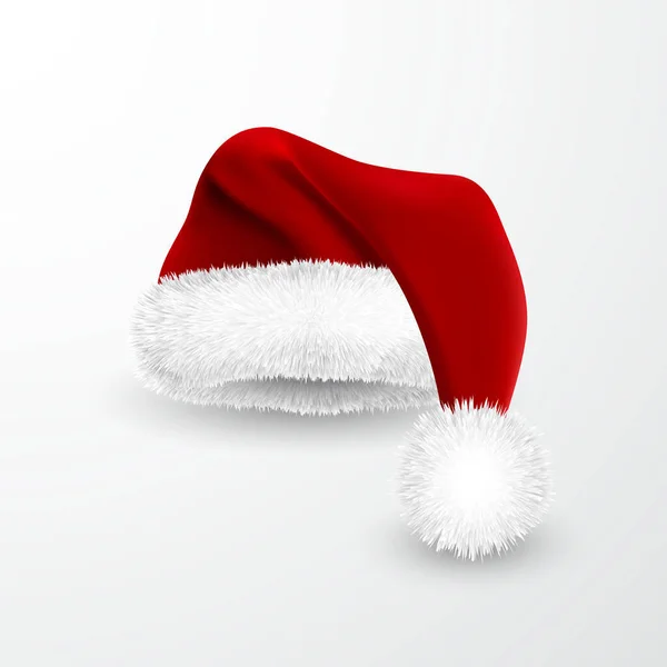 Realistic Red Santa Claus Hat Isolated White Background Gradient Mesh — Stock Vector