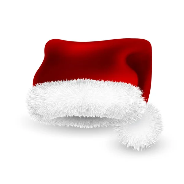 Realistic Red Santa Claus Hat Isolated White Background Gradient Mesh — Stock Vector