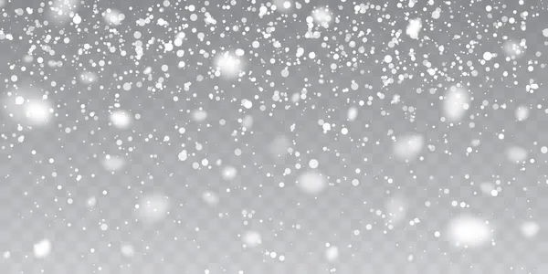 Christmas Snow Falling Snowflakes Transparent Background Snowfall Vector Illustration — Stock Vector