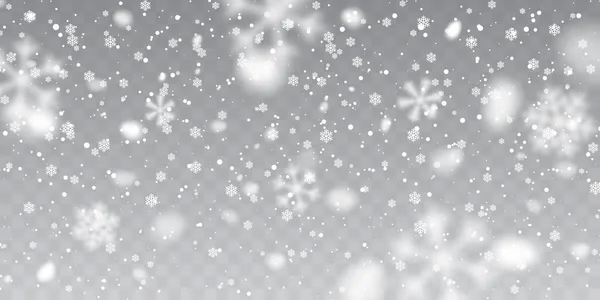Neve Natal Queda Flocos Neve Fundo Transparente Uma Queda Neve —  Vetores de Stock