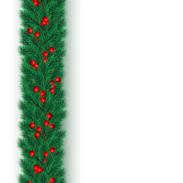 Navidad Festiva Año Nuevo Antecedentes Ramas Árbol Navidad Con Bayas — Vector de stock