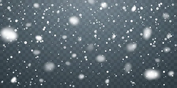 Christmas Snow Falling Snowflakes Transparent Background Snowfall Vector Illustration — Stock Vector