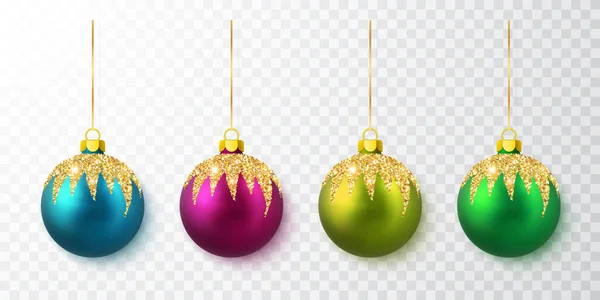 Bolas Natal Coloridas Bola Vidro Natal Fundo Branco Modelo Decoração — Vetor de Stock