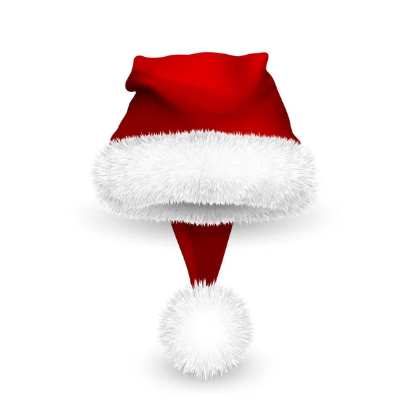 Realistic Red Santa Claus Hat Isolated White Background Gradient Mesh — Stock Vector