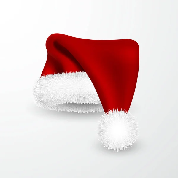 Реалистичная Шляпа Красного Санта Клауса Изолирована Белом Фоне Градиент Сетка — стоковый вектор