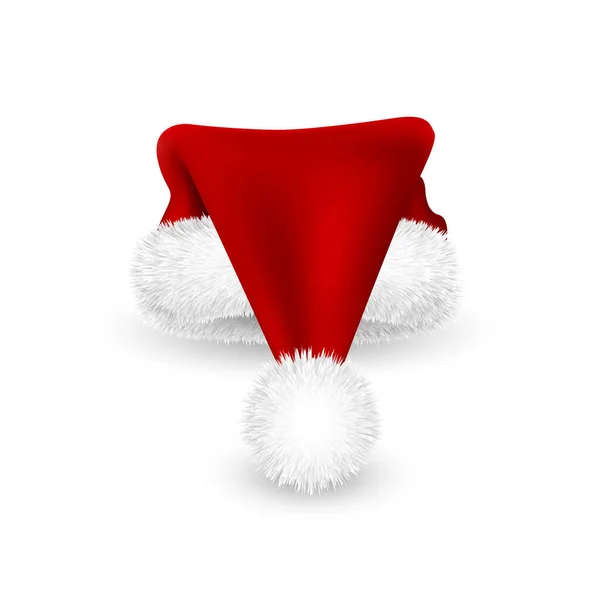 Ρεαλιστικό Κόκκινο Καπέλο Santa Claus Απομονώνονται Λευκό Φόντο Στραγγαλιστικό Δίχτυ — Διανυσματικό Αρχείο