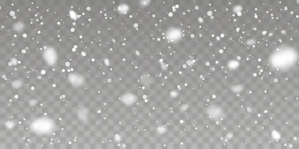 Christmas Snow Falling Snowflakes Transparent Background Snowfall Vector Illustration — Stock Vector