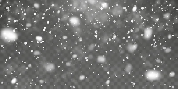 Christmas Snow Falling Snowflakes Transparent Background Snowfall Vector Illustration — Stock Vector