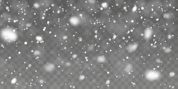 Christmas Snow Falling Snowflakes Transparent Background Snowfall Vector Illustration — Stock Vector