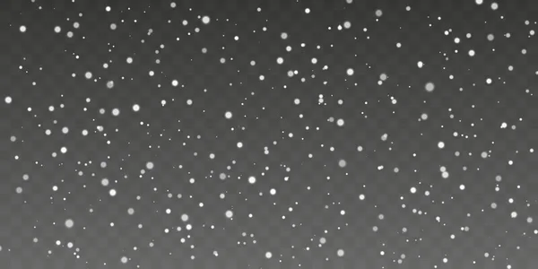 Kerstsneeuw Vallende Sneeuwvlokken Transparante Achtergrond Sneeuwval Vectorillustratie — Stockvector