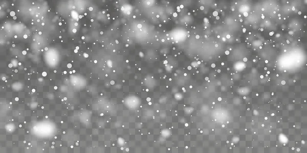 Christmas Snow Falling Snowflakes Transparent Background Snowfall Vector Illustration — Stock Vector