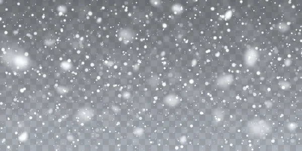 Weihnachtsschnee Fallende Schneeflocken Auf Transparentem Hintergrund Schneefall Vektorillustration — Stockvektor