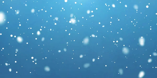 Neve Natale Fiocchi Neve Cadenti Sfondo Blu Scuro Nevicate Illustrazione — Vettoriale Stock