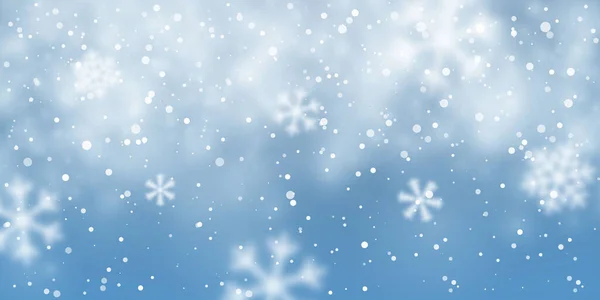 Neve Natale Fiocchi Neve Cadenti Sfondo Blu Scuro Nevicate Illustrazione — Vettoriale Stock