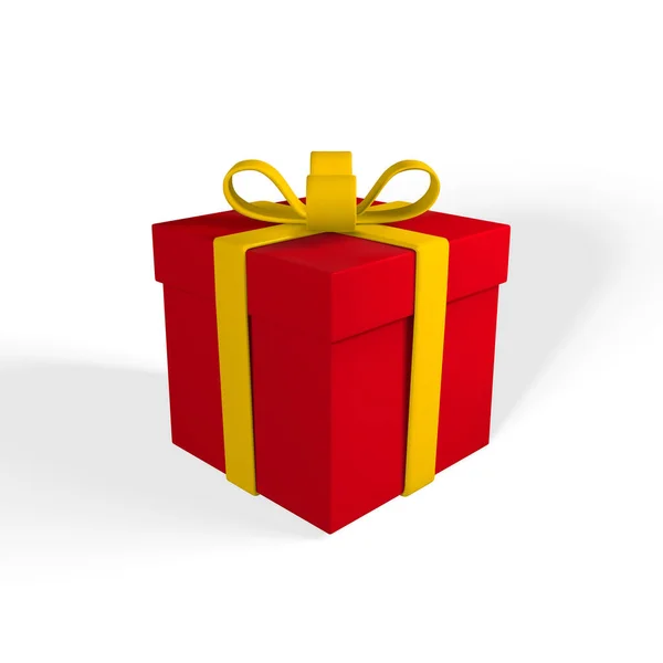 Boîte Cadeau Réaliste Rouge Avec Ruban Jaune Noeud Boîte Papier — Image vectorielle