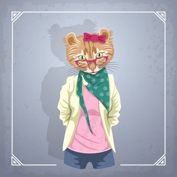 Animal Hipster Girl — Stockvektor