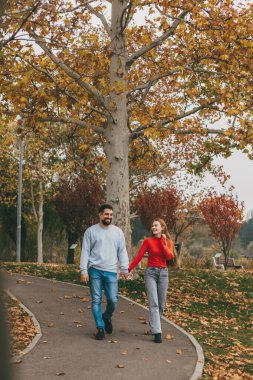 Çiftler rengarenk sonbahar patikaları boyunca gezerler, titrek sonbahar yaprakları ve hafif meltemler arasında romantik yürüyüşler.