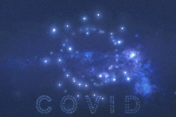 COVID hvězdy na noční obloze. — Stock fotografie