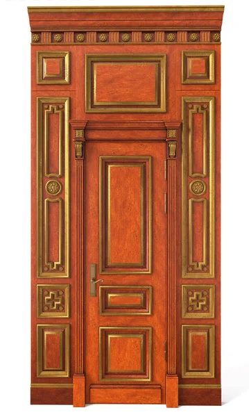Klasické Dveře Dřevěným Obložením Pro Interiéry Domů Studovny Obývací Pokoje — Stock fotografie