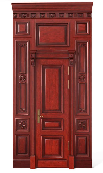 Klasyczne Drzwi Boazerią Drewnianą Wnętrz Domów Gabinetów Salonów — Zdjęcie stockowe