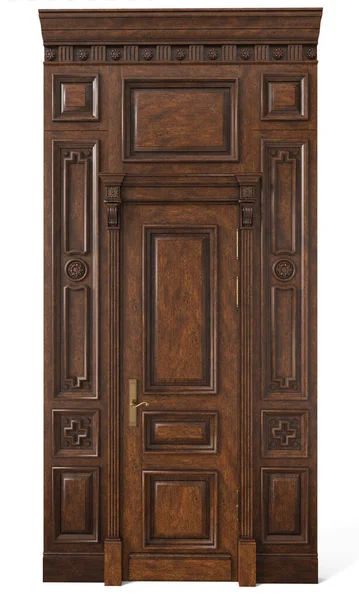 Porte Classique Avec Boiseries Pour Intérieur Des Maisons Salles Étude — Photo