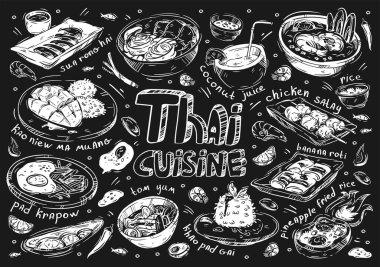 Vektör çizimi. Elle çizilmiş yemek taslakları. Erişte türleri: soba, funselli, udon, ramen, somen, wok. Anında erişte malzemesi