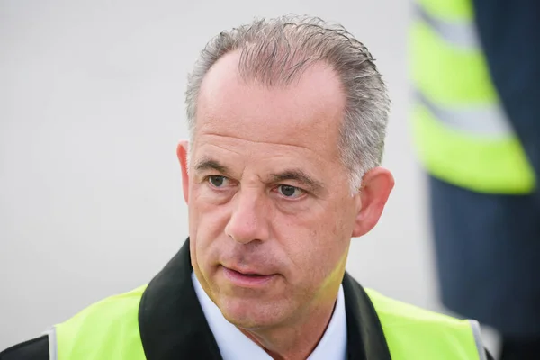 stock image RIGA, LATVIA. 24th September 2018. Martin Gauss, CEO of Airbaltic company, during Pope Francis arrival at Riga International Airport.