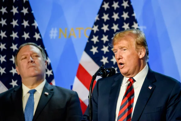 2018 Bruselas Bélgica Conferencia Prensa Donald Trump Presidente Los Estados — Foto de Stock