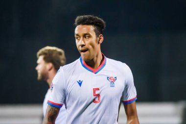 RIGA, LATVIA. 14 Kasım 2020. RIGA, LATVIA. UEFA Ulusal Futbol Takımı Letonya ve Faroe Adaları arasında oynanan Lider Maçı.