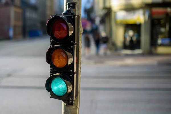 Riga Latvia September 2020 Trafikklys Viser Grønt – stockfoto