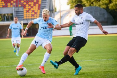 RIGA, LATVIA. 5 Ağustos 2021. UEFA Avrupa Konferansı Ligi RIGA FC ve Hibernianlar arasındaki Üçüncü Ön eleme Turu.