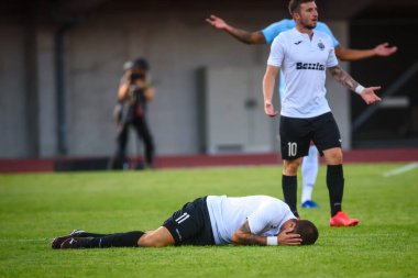 RIGA, LATVIA. 5 Ağustos 2021. UEFA Avrupa Konferansı Ligi RIGA FC ve Hibernianlar arasındaki Üçüncü Ön eleme Turu.