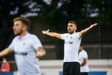 RIGA, LATVIA. 5 Ağustos 2021. UEFA Avrupa Konferansı Ligi RIGA FC ve Hibernianlar arasındaki Üçüncü Ön eleme Turu.