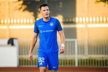 RIGA, LATVIA. 12 Ağustos 2021. UEFA Avrupa Konferansı Ligi RFS ve GENT arasındaki Üçüncü Ön eleme Turu.